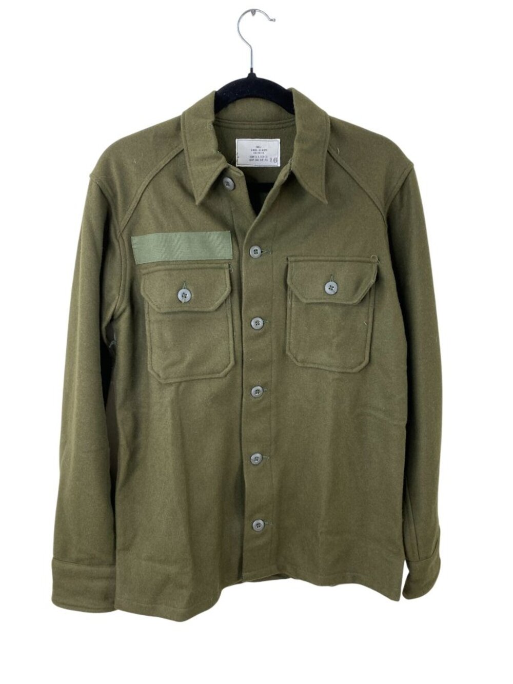 Vintage Mens Field Shirt Wool/Nylon Olive Green 108 Button-Up Military Design S